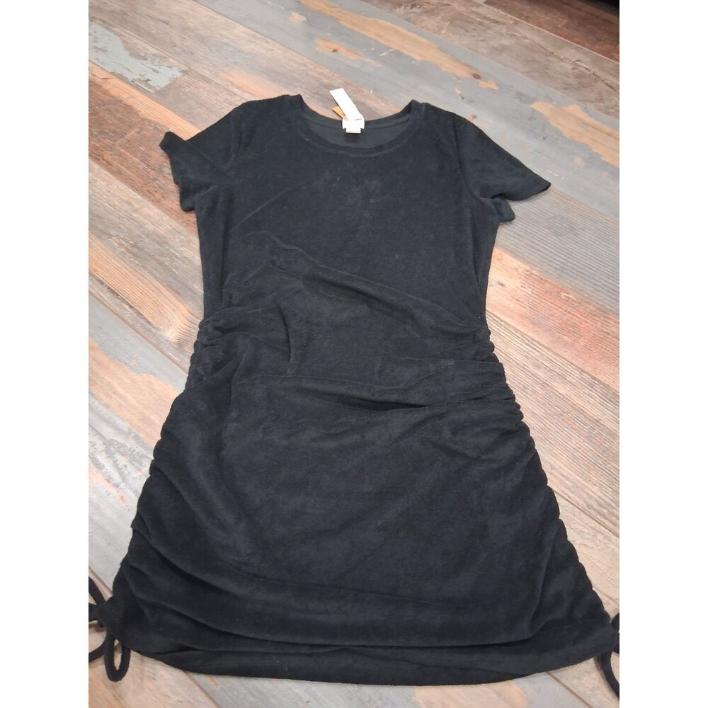 Victoria Secret PINK BlackDress/SWIM COVERUP SMALL Tie Dye Scrunch Sides B23